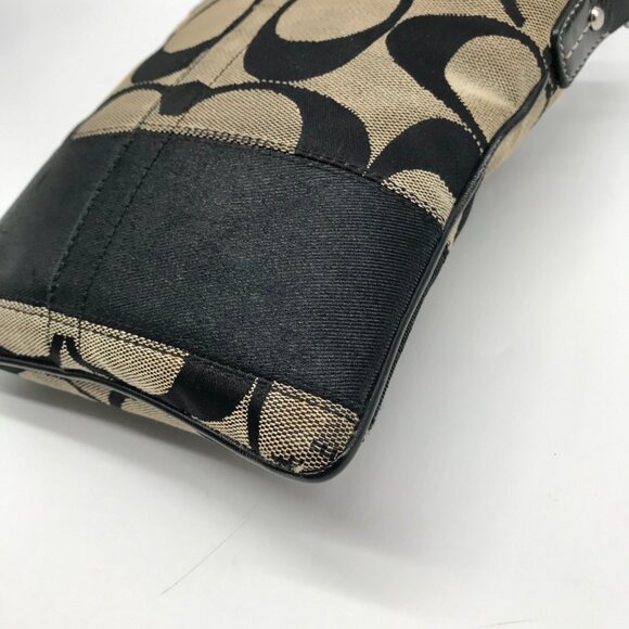 Coach Beige And Black Canvas Signature Stripe Crossbody Bag - Picture 8 of 10